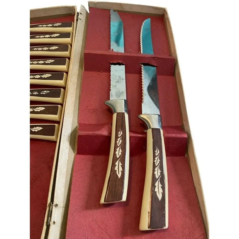 Regent Sheffield Stainless Steel England Complete Steak Knives & Serving Set Vin
